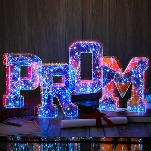 4 PCS Iridescent 3D Prom Letter Lights Battery Operated. LED Letter Lights NEW